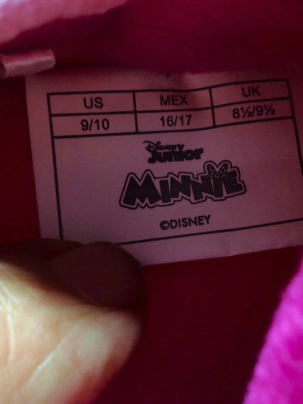 DISNEY JUNIOR MINNIE MOUSE PINK SLIPPERS TODDLER GIRLS SIZE 9/10